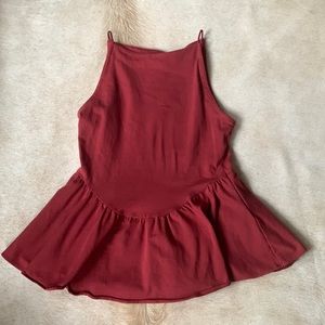 URBAN OUTFITTERS Burgundy Sleeveless Peplum Top